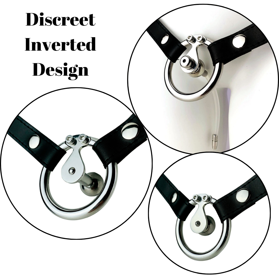 The Smallest Inverted Chastity Cage with PU Belt and Silicone Urethral ...