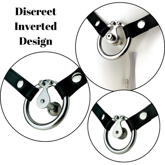 The Smallest Inverted Chastity Cage with PU Belt and Silicone Urethral Catheter Negative Cock Cage For Men