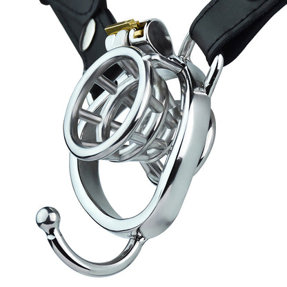 Negative Chastity Cage with Adjustable PU Strap Chastity Belt For Men with Inverted Cock Cage