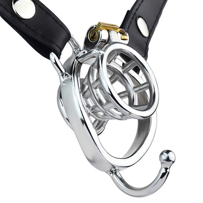 Negative Chastity Cage with Adjustable PU Strap Chastity Belt For Men with Inverted Cock Cage