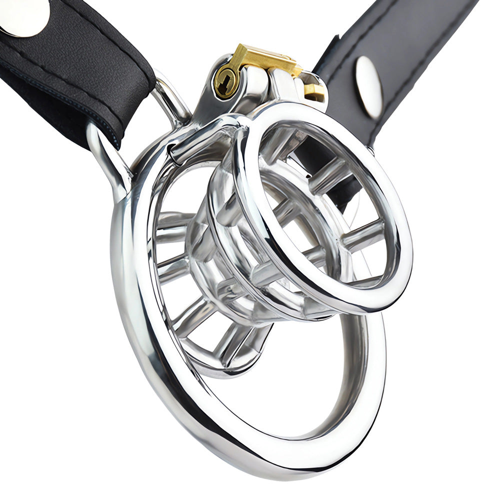 Negative Chastity Cage with Adjustable PU Strap Chastity Belt For Men with Inverted Cock Cage