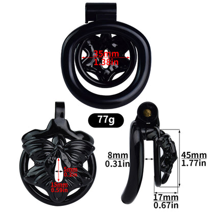 Butterfly Flat Chastity Cage with 4 Penis Rings - Black/Pink/White