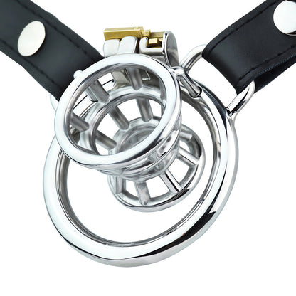 Negative Chastity Cage with Adjustable PU Strap Chastity Belt For Men with Inverted Cock Cage