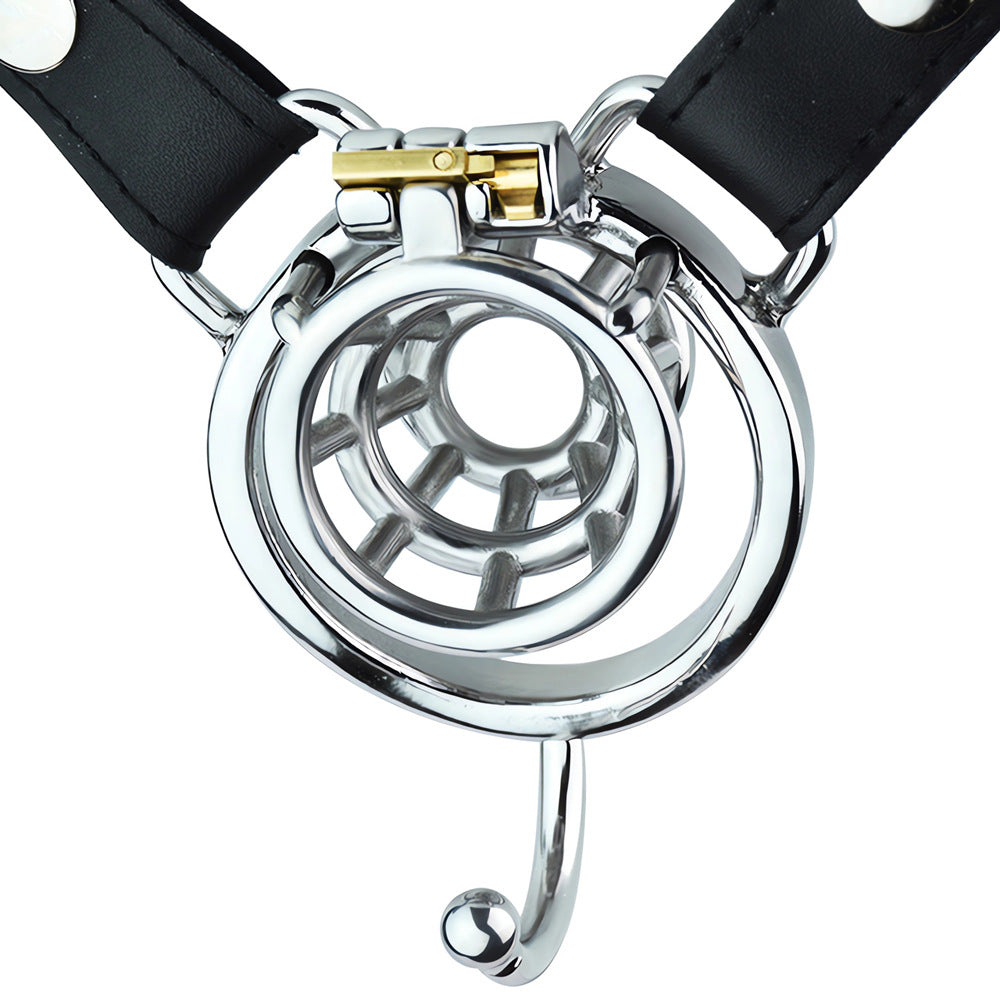 Negative Chastity Cage with Adjustable PU Strap Chastity Belt For Men with Inverted Cock Cage