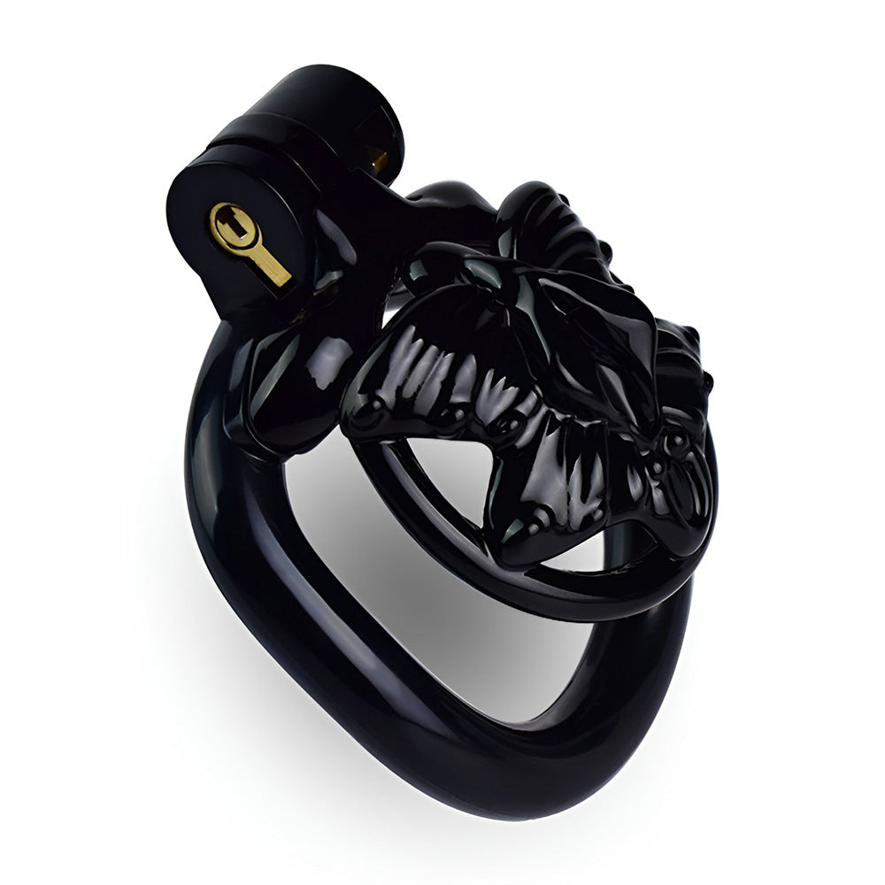 Butterfly Flat Chastity Cage with 4 Penis Rings - Black/Pink/White