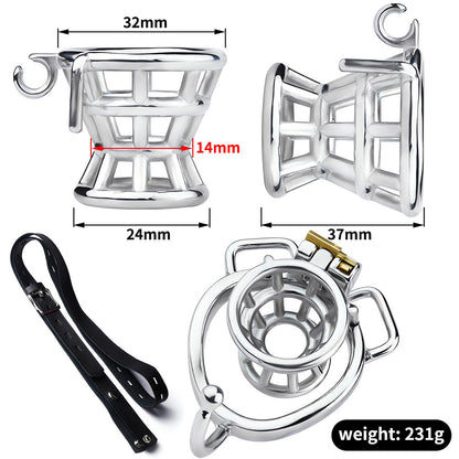 Negative Chastity Cage with Adjustable PU Strap Chastity Belt For Men with Inverted Cock Cage