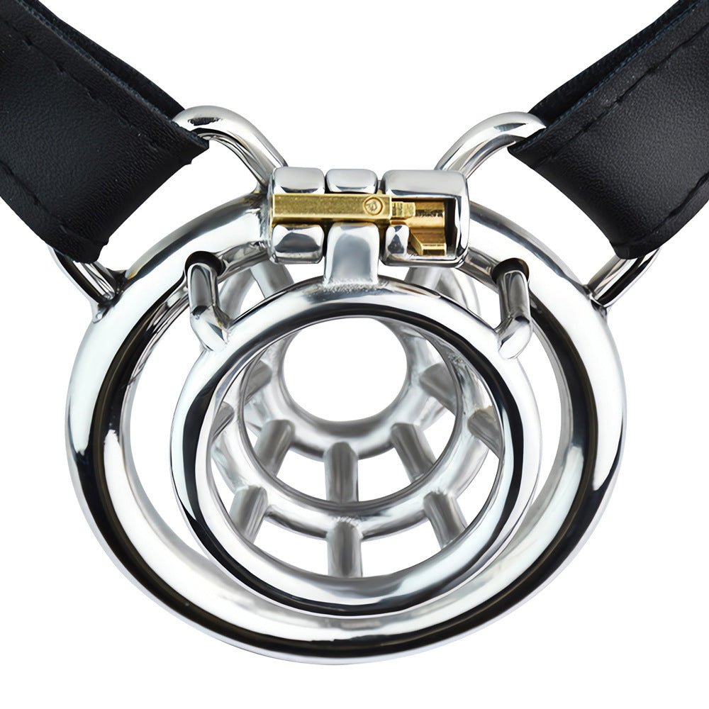 Negative Chastity Cage with Adjustable PU Strap Chastity Belt For Men with Inverted Cock Cage