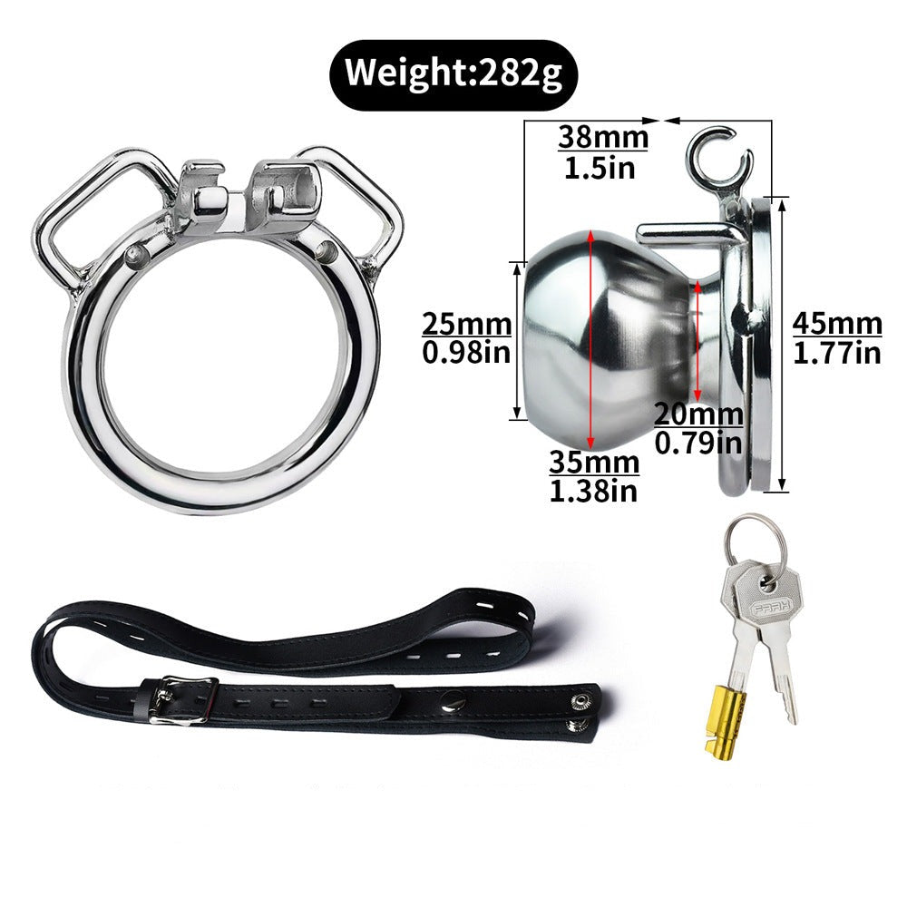 Butterfly Inverted Chastity Cage with PU Strap Flat Negative Cock Cage Chastity Belt For Men with Silicone Urethral Catheter