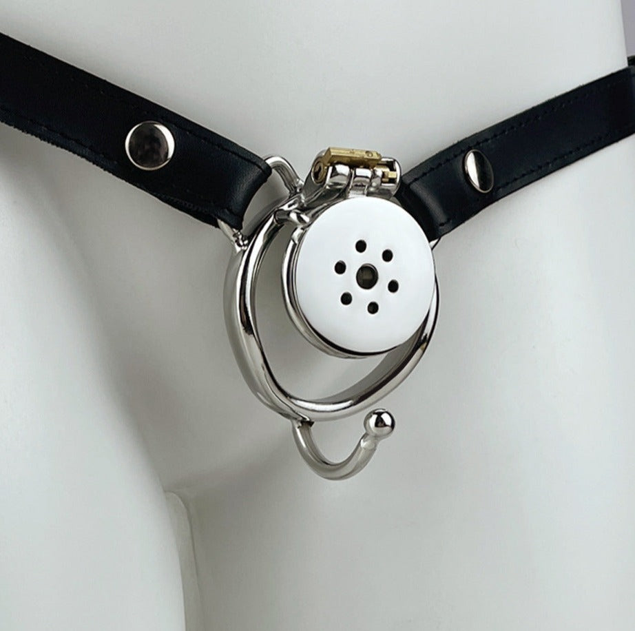 flat inverted chastity cage with PU Belt