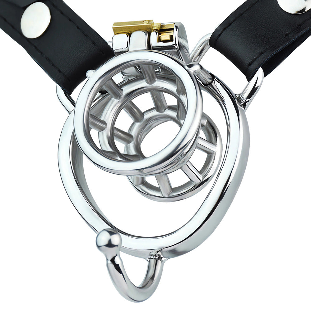 Negative Chastity Cage with Adjustable PU Strap Chastity Belt For Men with Inverted Cock Cage