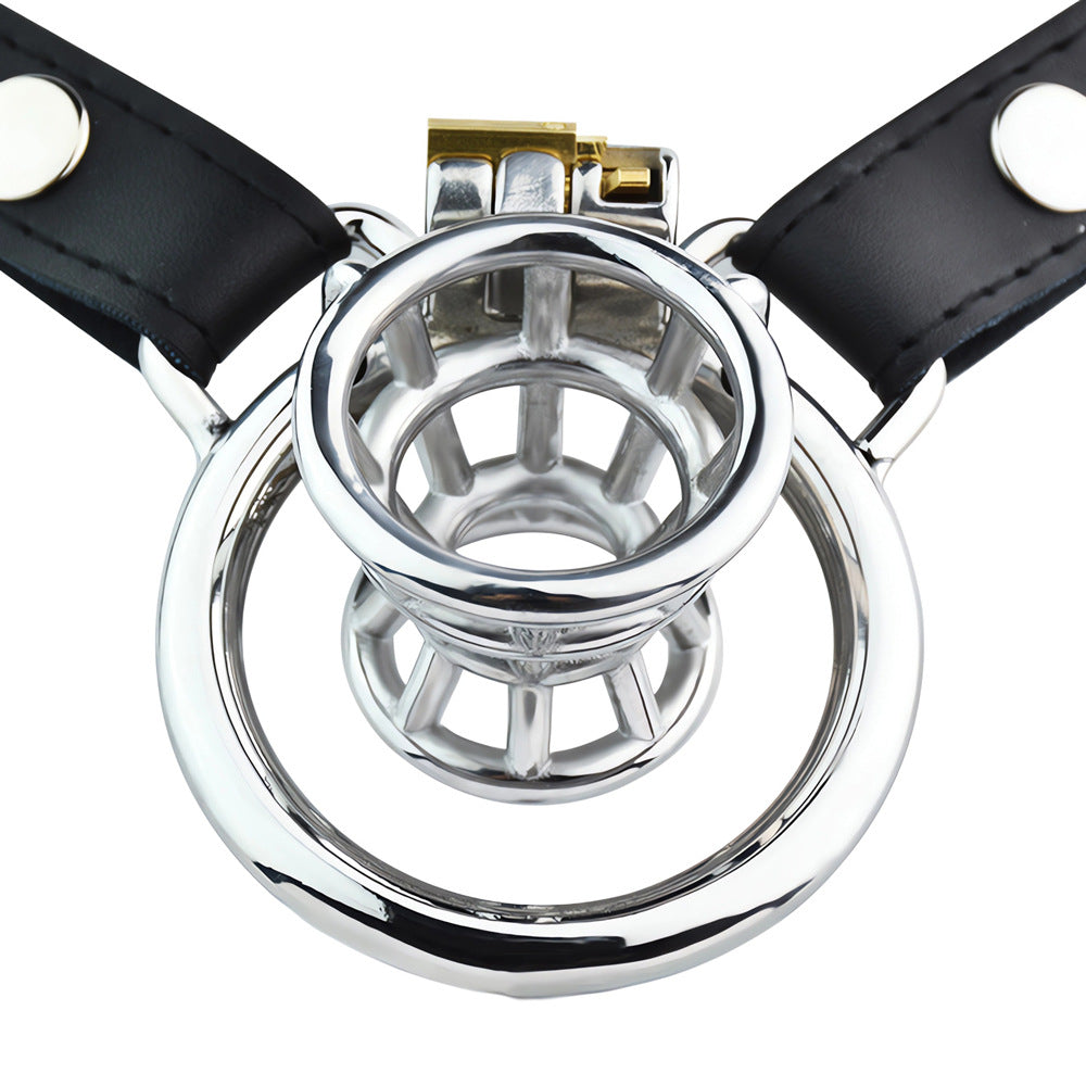 Negative Chastity Cage with Adjustable PU Strap Chastity Belt For Men with Inverted Cock Cage