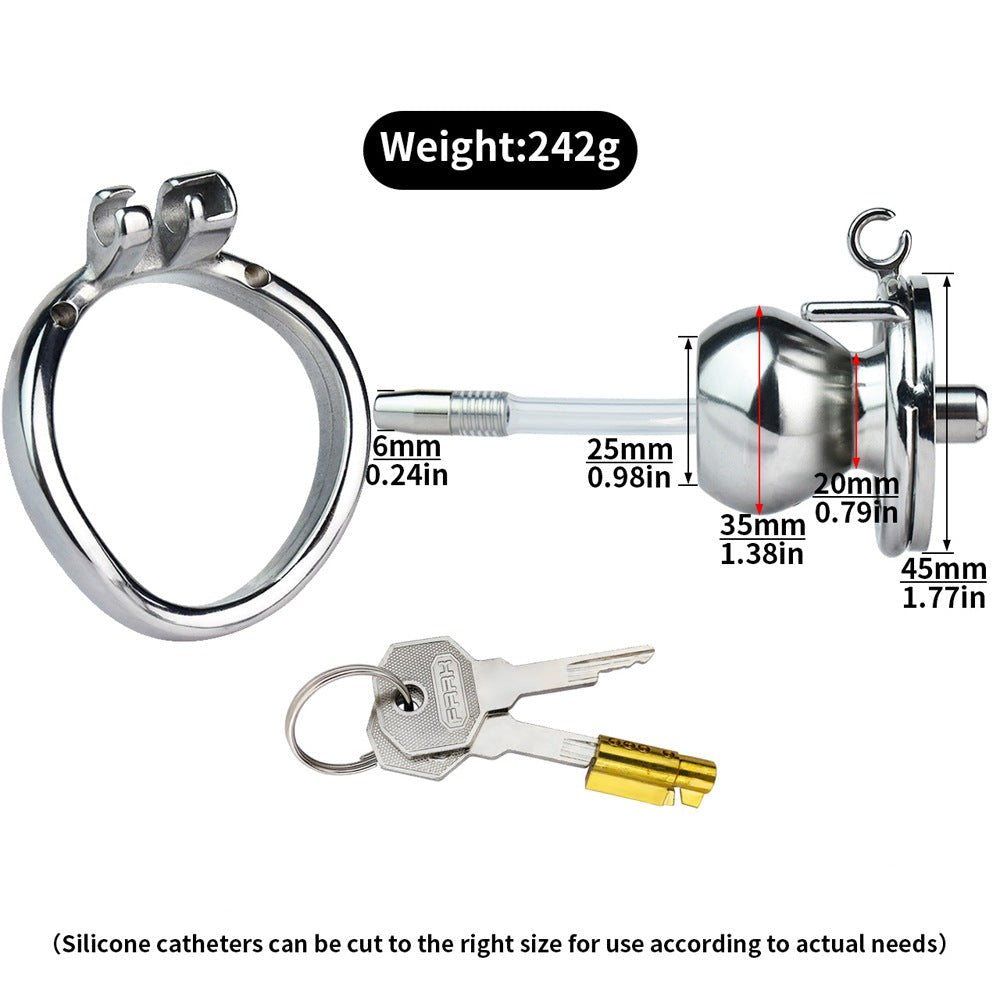 inverted chastity cage with urethral tube
