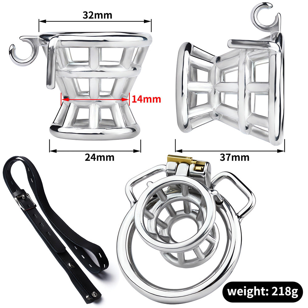 Negative Chastity Cage with Adjustable PU Strap Chastity Belt For Men with Inverted Cock Cage