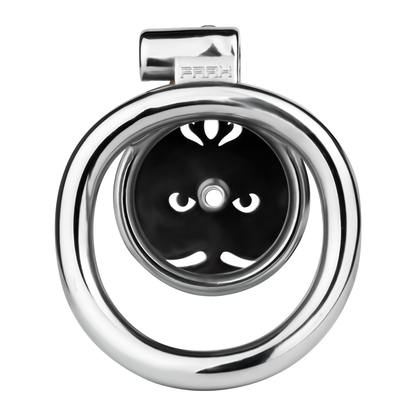 Midnight Owl Flat Stainless Steel Chastity Cage with Removable Urethral Catheter