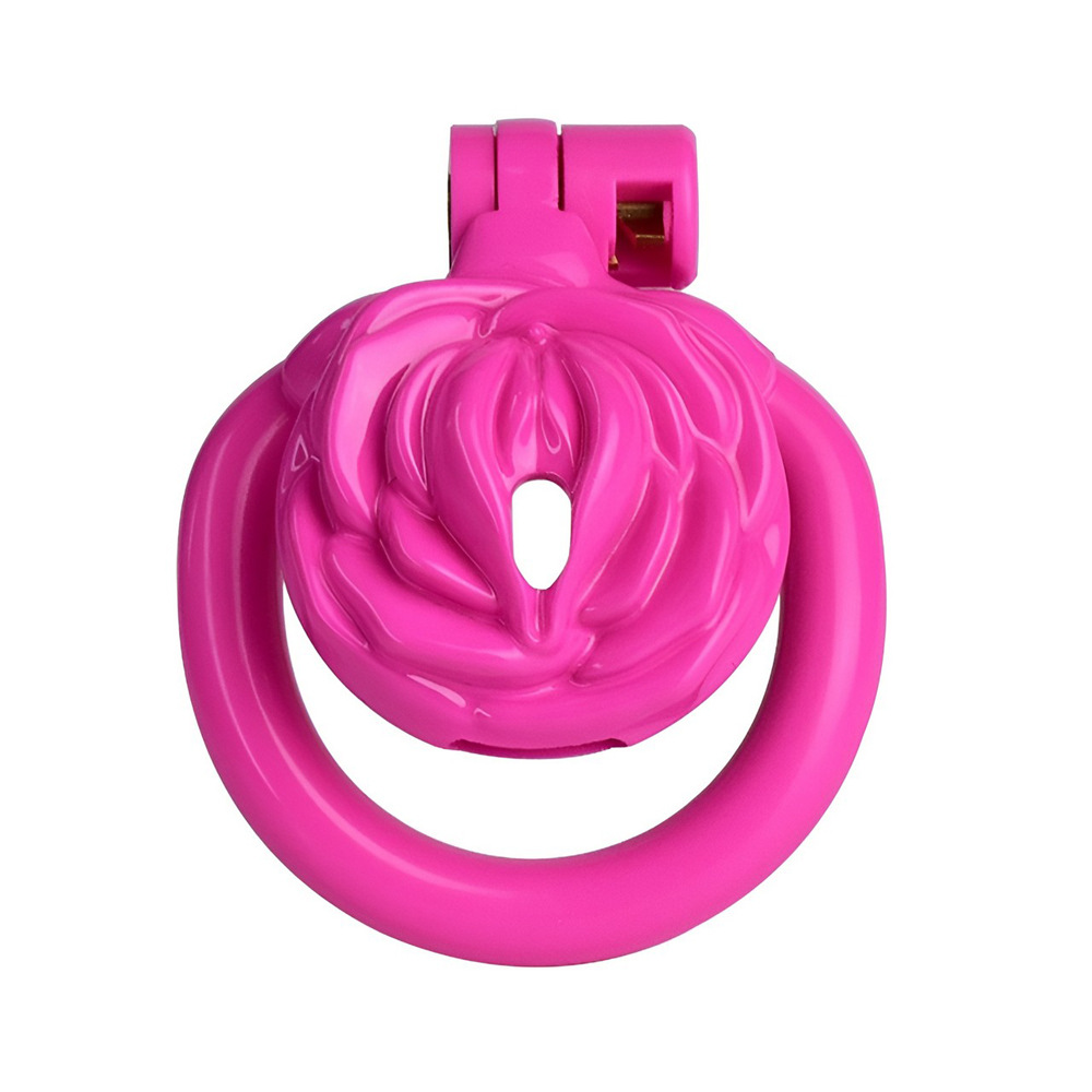 3D Printed Rose Flat Chastity Cage Small Resin Cock Cage - Black/Pink/White