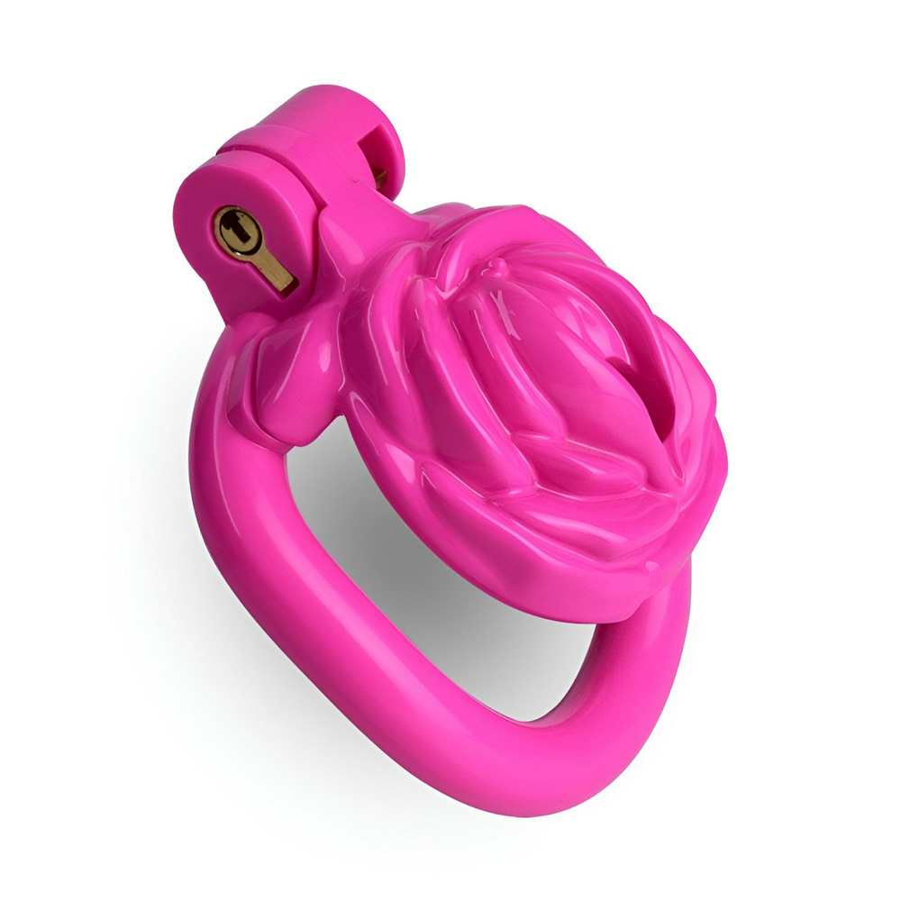 3D Printed Rose Flat Chastity Cage Small Resin Cock Cage - Black/Pink/White