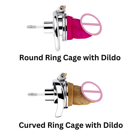 Inverted Chastity Cage with Dildo and Silicone Urethral Tube - InvertedChastity