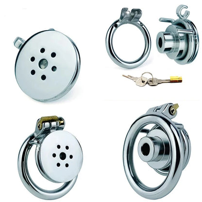 flat inverted chastity cage with lock and keys