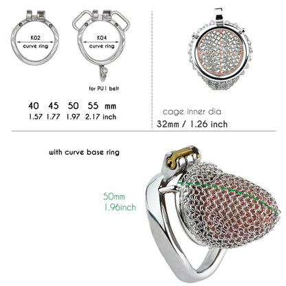 Soft Small Metal Chastity Cage for Men Hollow Mesh Penis Sleeve - 50mm