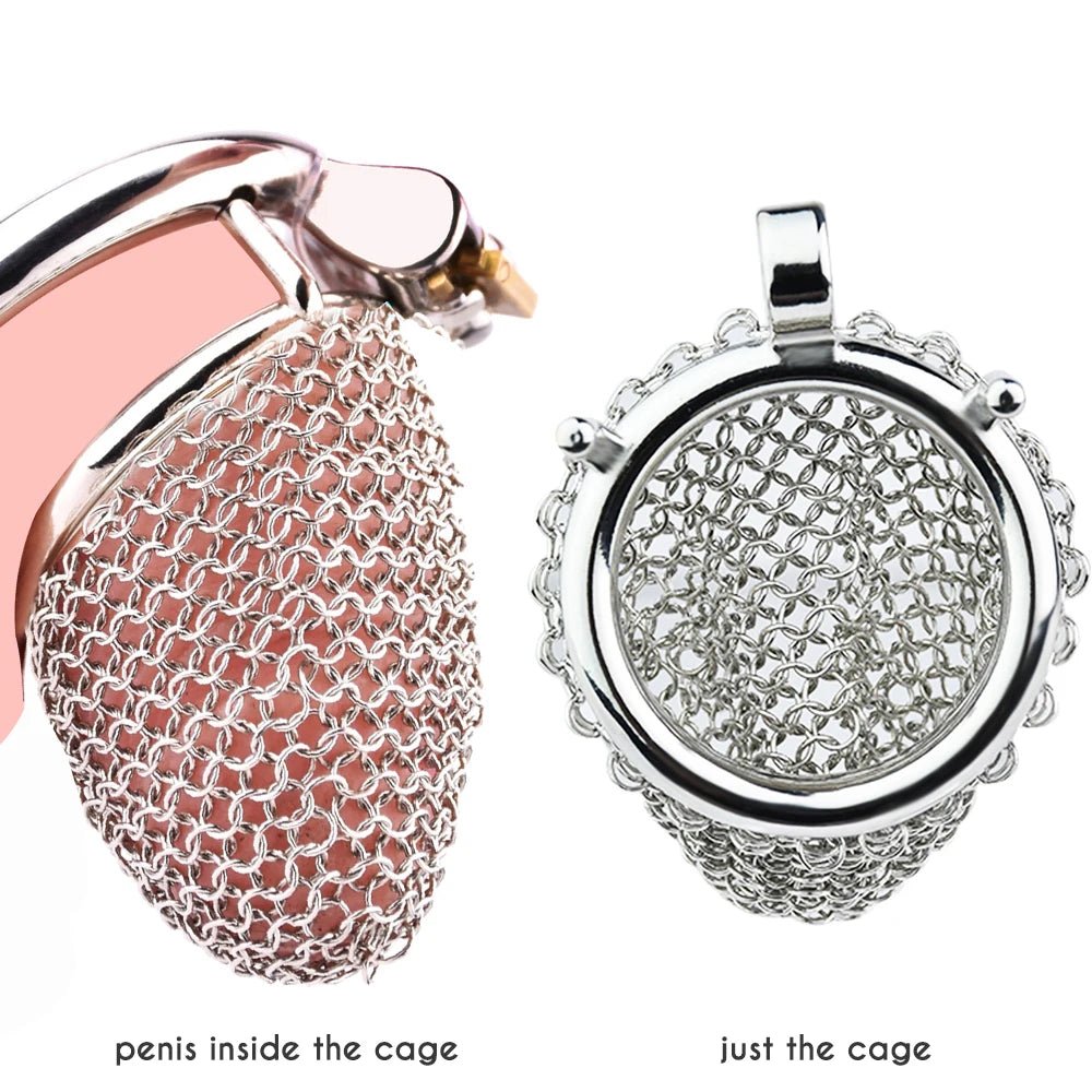 Soft Small Metal Chastity Cage for Men Hollow Mesh Penis Sleeve - 50mm