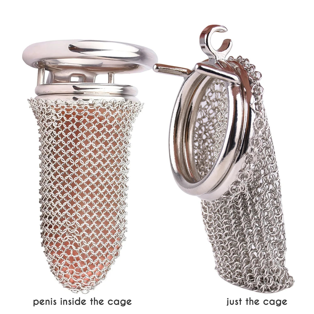 Cage de chasteté en métal souple pour manchon de pénis en maille creus –  InvertedChastity