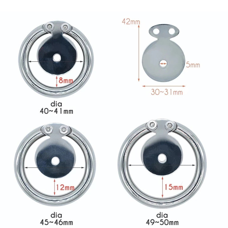 Flat Disc Inverted Chastity Cage with Steel Ball and Urethral Plug - InvertedChastity