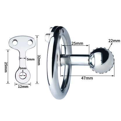 Inverted Chastity Cage with Ball and Metal Bar - InvertedChastity