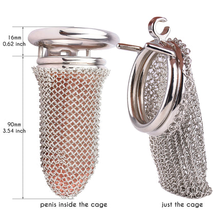 NEW Soft Metal Chastity Cage for Men Hollow Mesh Penis Sleeve - InvertedChastity