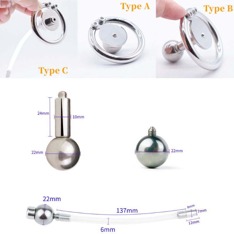 Flat Disc Inverted Chastity Cage with Steel Ball and Urethral Plug - InvertedChastity