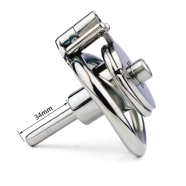 Inverted Chastity Cage with Metal Urethral Catheter and PU Belt Negative Cock Cage Male Chastity Device