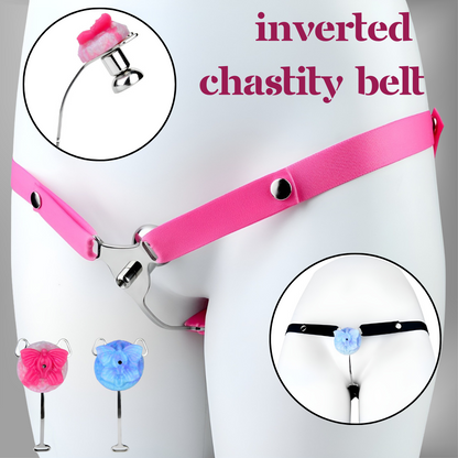 Sissy Inverted Chastity Cage Belt with Cute Butterfly|InvertedChastity