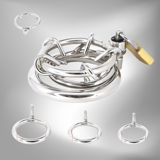Spiked Chastity Cage For Men - Metal Flat Cock Cage Super Small