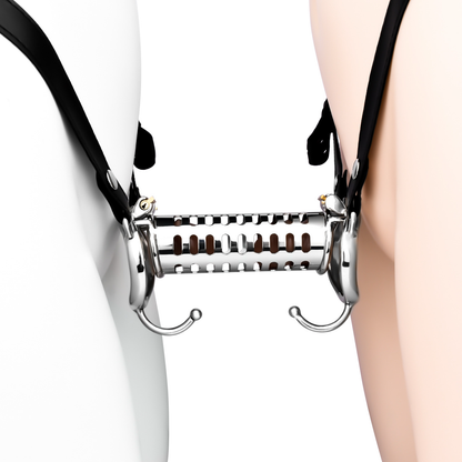 Stainless Steel Dual Cock Cage for Gay Couples’ BDSM Play Chastity Training Tool