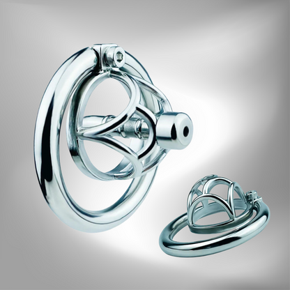 Stainless Steel Negative Chastity Cage with Removable Metal Urethral Tube