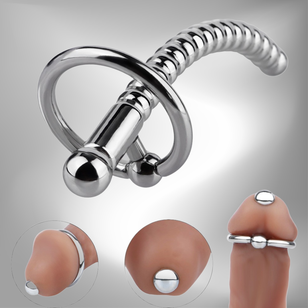 Stainless Steel Urethral Sounding Rod with Rotating Glans Ring for Men BDSM Sex Torment Toy