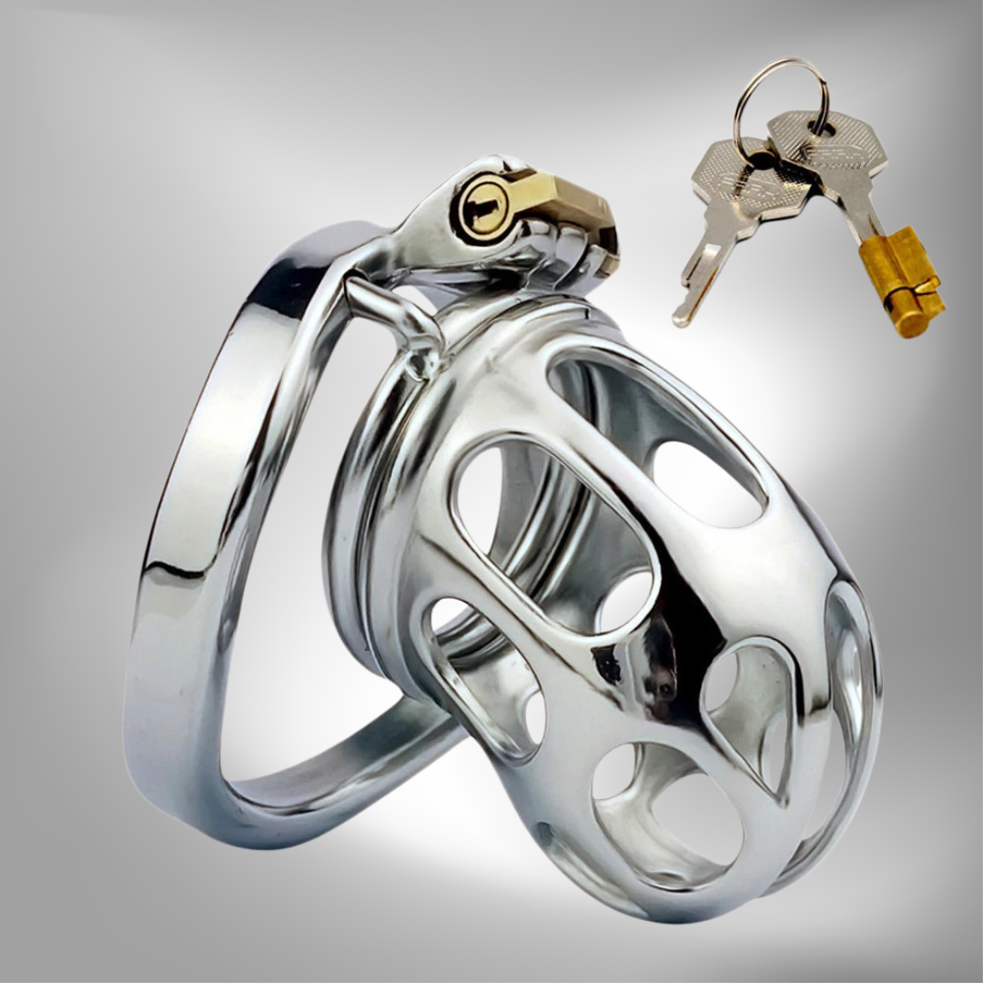 Stainless steel cobra chastity cage for men with breathable holes anti-masturbation 