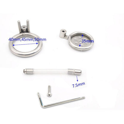 Flat Penis Cage Chastity Device for Men: Small Stainless Steel with Anti-Off Ring and Urethral Catheter - KeepMeLocked