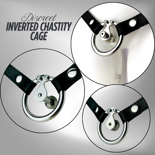 The Smallest Inverted Chastity Cage with PU Belt and Silicone Urethral Catheter Negative Cock Cage For Men