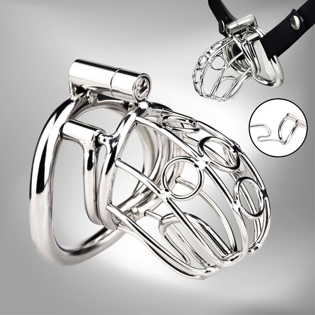 Stainless Steel PA Chastity Cage with Adjustable Strap