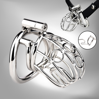 Stainless Steel PA Chastity Cage with Adjustable Strap