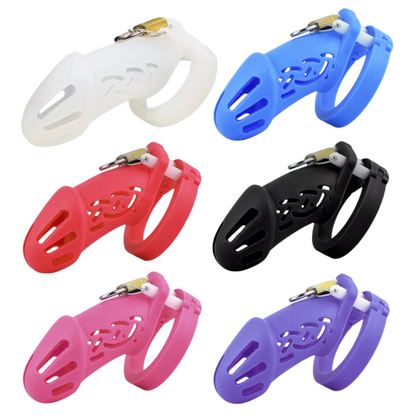 Soft Silicone Chastity Cage with Strap - Multicolor