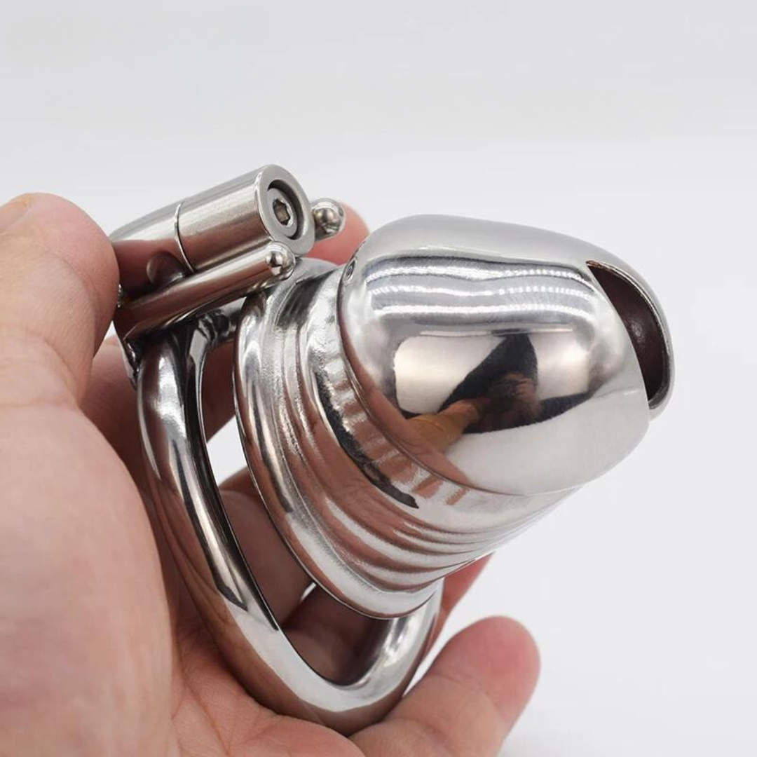 Metal Small Penis Chastity Cage with PU Strap Stainless Steel Penis Shape Cock Cage Dick Locker