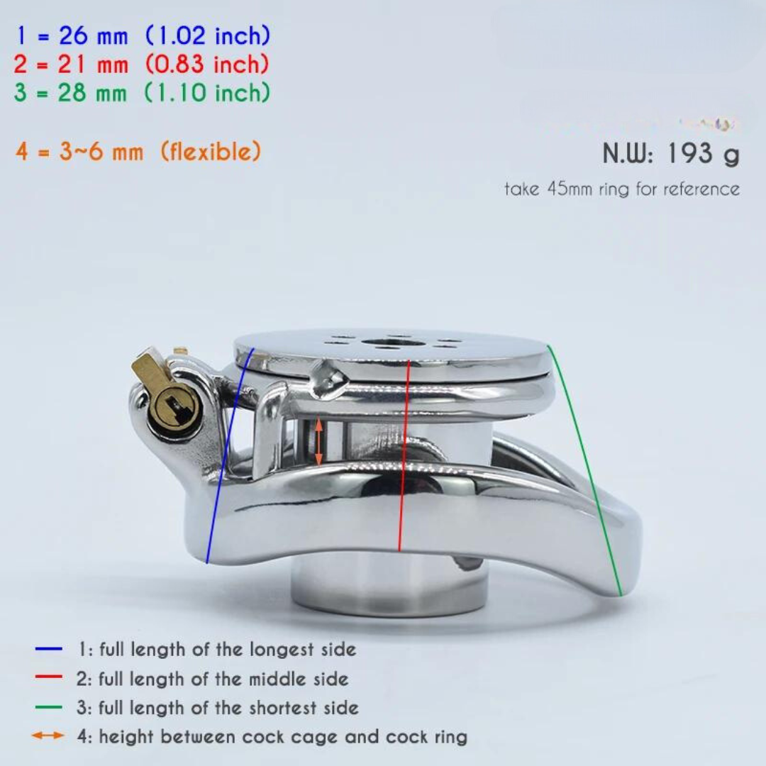 Flat Inverted Chastity Cage with Removable Stainless Steel Urethral Catheter