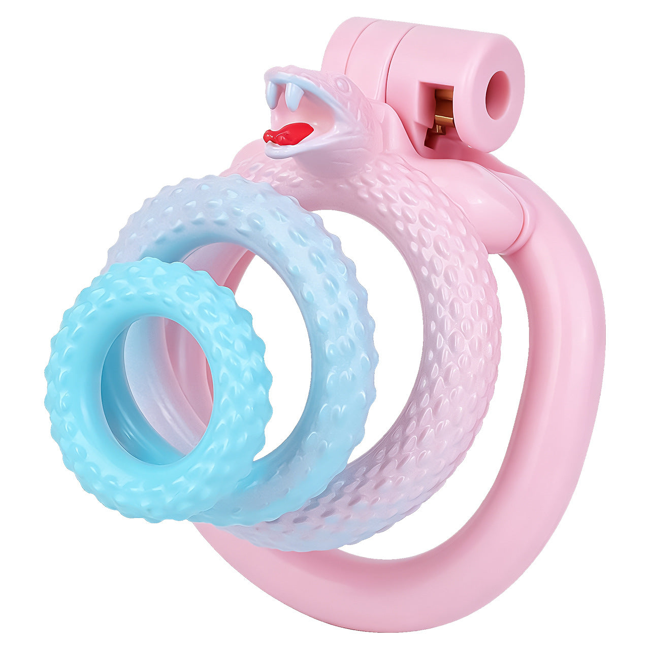 Fantasy Snake Chastity Cage - Light Pink & Blue Gradient Natural ABS Resin Cock Cage Penis Lock