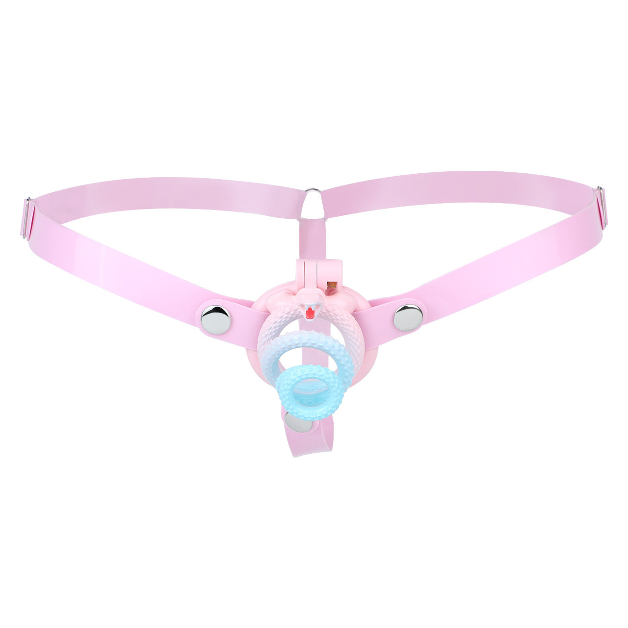Soft Slicone Strap for Chastity Cages CockCage Belt for Men and Sissy - Light Pink & Black