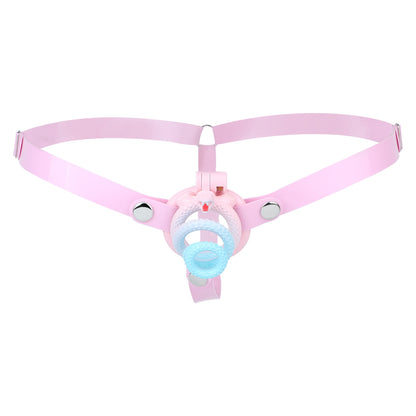 Soft Slicone Strap for Chastity Cages CockCage Belt for Men and Sissy - Light Pink & Black