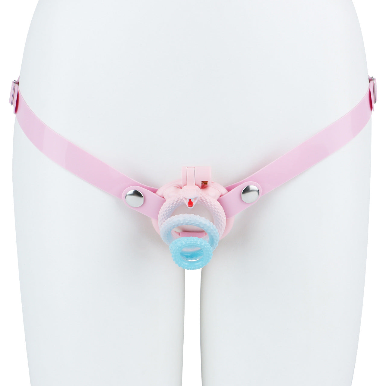 Soft Slicone Strap for Chastity Cages CockCage Belt for Men and Sissy - Light Pink & Black