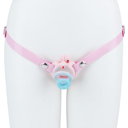 Soft Slicone Strap for Chastity Cages CockCage Belt for Men and Sissy - Light Pink & Black