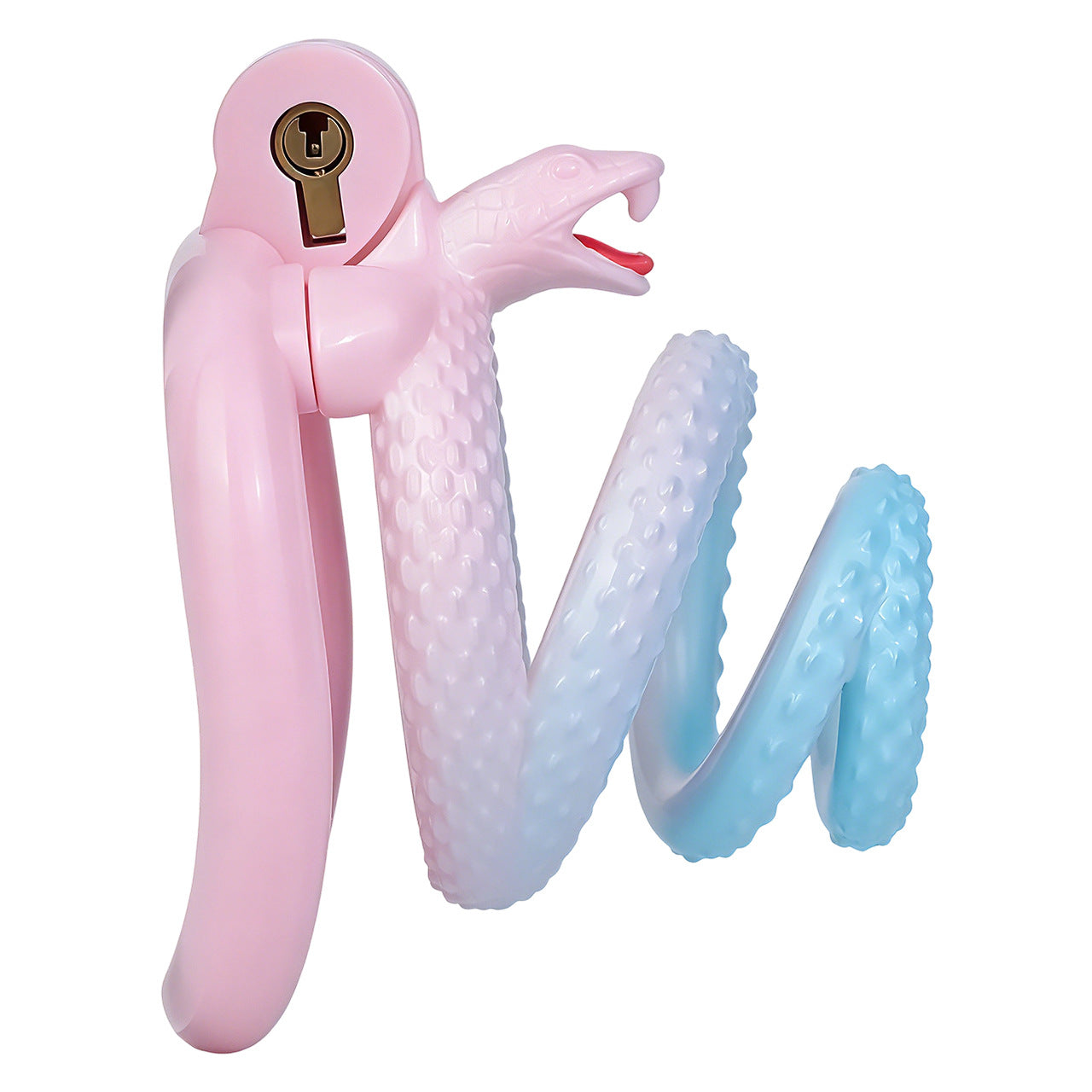 Fantasy Snake Chastity Cage - Light Pink & Blue Gradient Natural ABS Resin Cock Cage Penis Lock