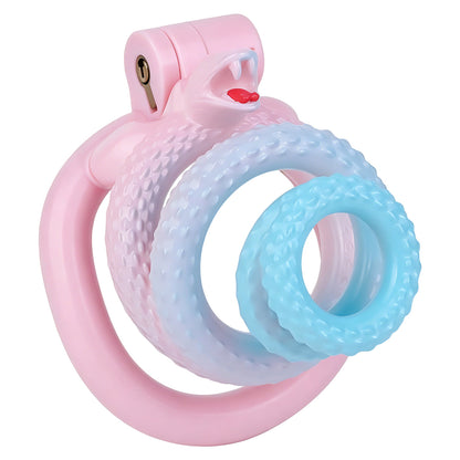 Fantasy Snake Chastity Cage - Light Pink & Blue Gradient Natural ABS Resin Cock Cage Penis Lock
